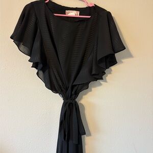 Elegant Black Vintage Ruffle Dress